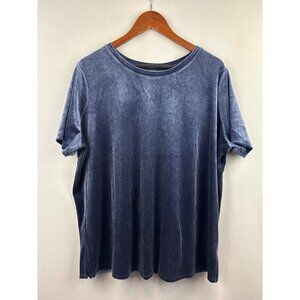 Women’s Old Navy Size 1X Blue/Grey Velvet Short Sleeve Shirt